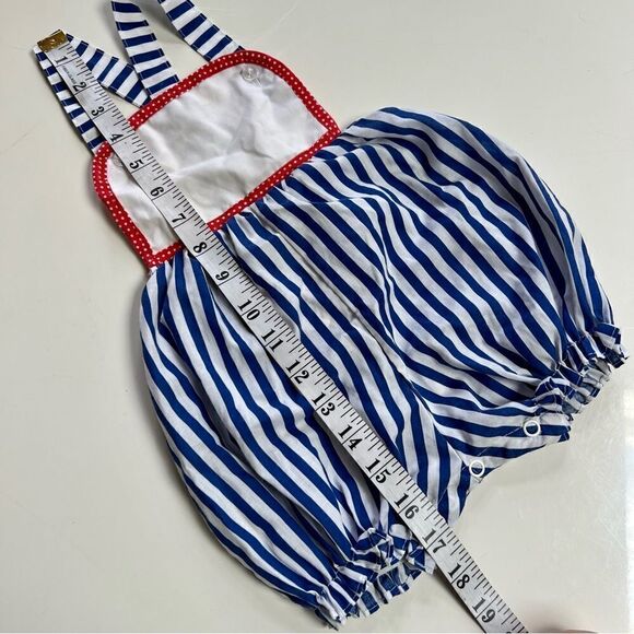 Preppy Vintage 1980s Nautical Overall Bubble Romper - Picture 7 of 9